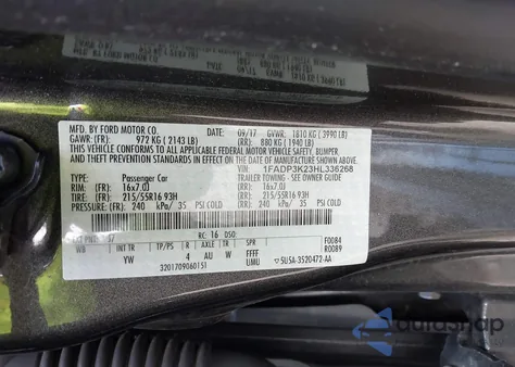 2017 Ford Focus Se из США, поврежденный, VIN 1FADP3K23HL336268